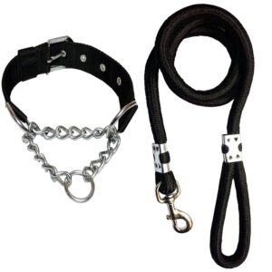 Heavy Duty Dog Chain Collar & Rope Leash Set